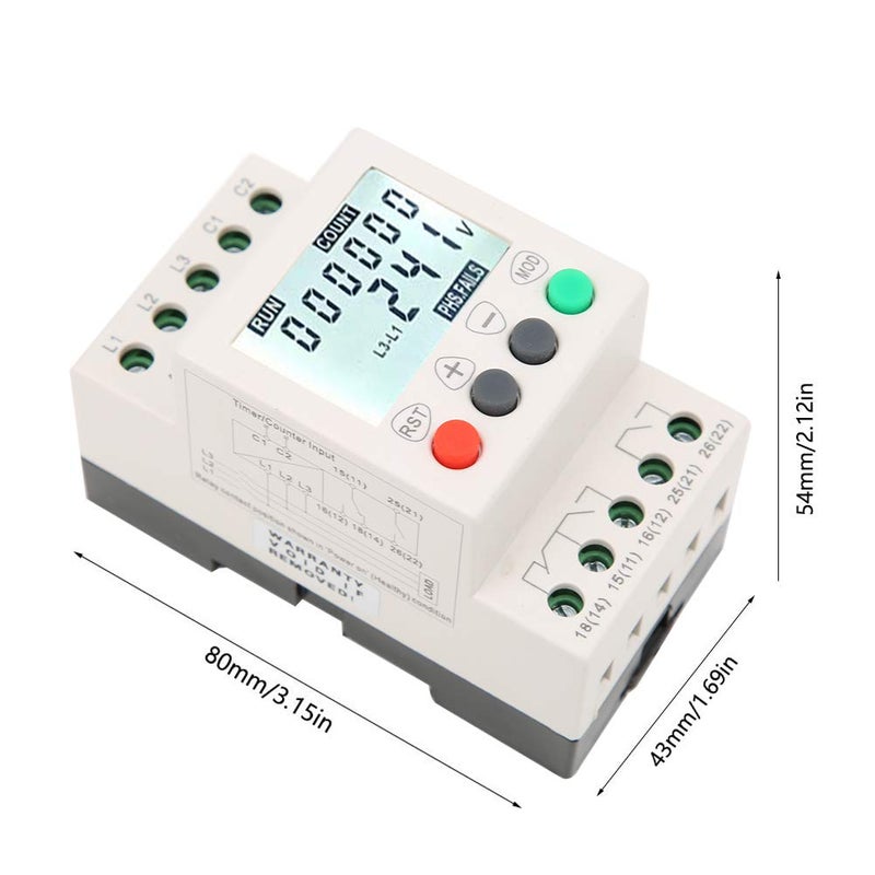 Naroote Jvr800-2 Voltage Stabilizer, Adjustable Voltage Protector, 3 Phase Under Over Voltage Protector Relay with Protective Functions for Phase Loss and Unbalanced Voltage - Image 4